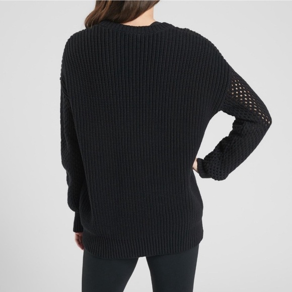 ATHLETA  Black Knit Yogi Mesh Volume Sleeve Sweater in Small - Picture 7 of 15